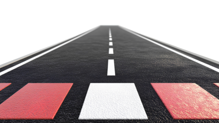 Asphalt Road with Pedestrian Crosswalk on transparent Background
