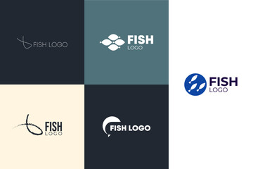Minimalist Fish Logo Design Collection. Simple and Clean Aquatic Animal Icon for Seafood Brand or Company Identity
