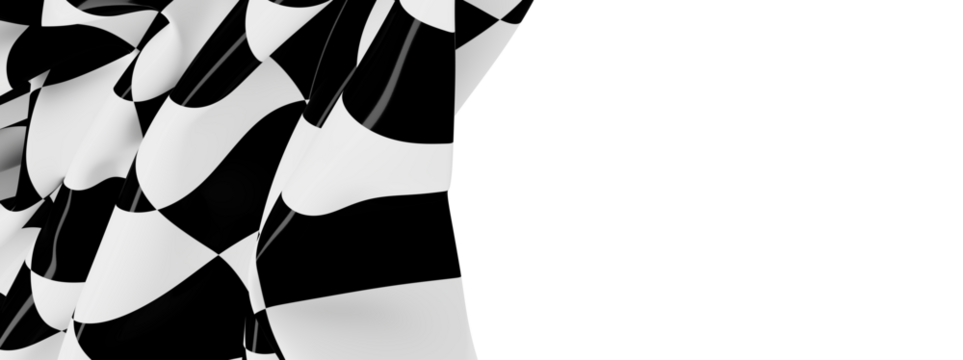 High-resolution image of a flowing black and white checkered flag, ideal for backgrounds or design elements.