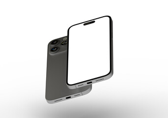 High-quality image of a modern smartphone mockup with a blank screen, perfect for app presentations or website designs.