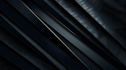 Obraz premium Dark Futuristic Background with Metallic Black Lines and Depth.Generative AI