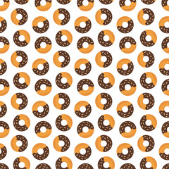 Seamless pattern with chocolate donut.

  tasty snack sweet pastry and dessert.