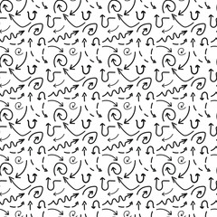 Seamless pattern with doodle arrow line.

 Repeating background of hand drawn sketch element.