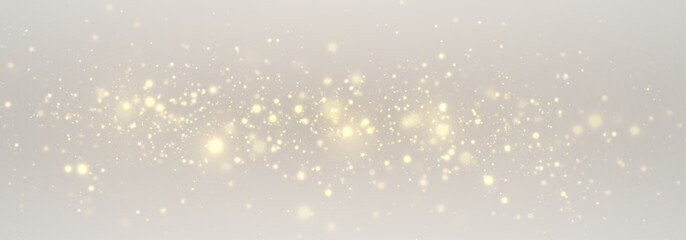 Sparkle particle Christmas light effect with star glow and gold shine. Glittering luxury background with bright festive accents.