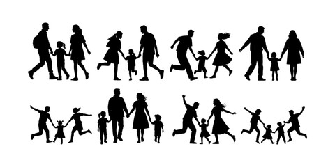 happy family silhouette vector illustration