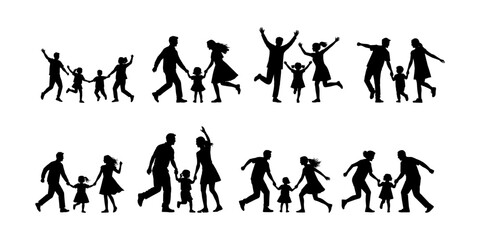 happy family silhouette vector illustration