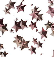 Beautiful rose gold stars on white background. Perfect for holidays, celebrations, and more.