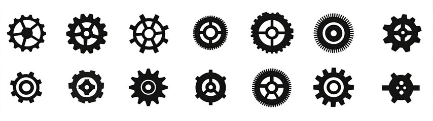Collection of various gear icons