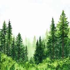 Fototapeta premium Tranquil nature scene dense forest digital illustration serene environment aerial view embracing the beauty of wilderness