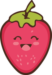 Adorable Strawberry Character with a Cheerful Smile A Delightful and Whimsical Fruit Illustration Perfect for Children's Content