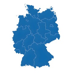 Germany Map with Federal States Outline on White Background