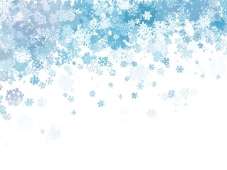 Light-blue snowflakes falling on white background
