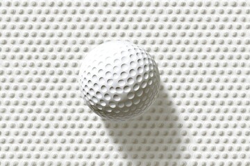 White golf ball on a white gridded surface