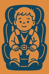Illustration child in car seat vector minimalism Vector illustration minimalism