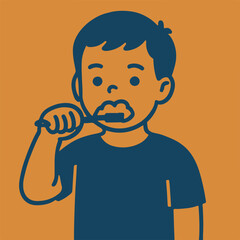 Illustration brushing teeth vector minimalism Vector illustration minimalism