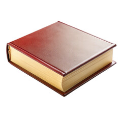 Two red leather bound books with yellowed pages on black background