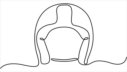 Continuous line drawing representing a motorcycle helmet. Sport Helmet Black Stroke Linear Icon. For car, motorcycle sport, race, motocross or biker club, motorsport competition. Editable stroke.