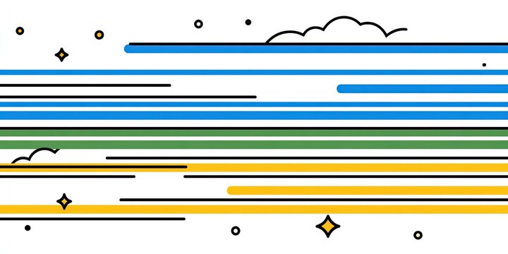 Abstract horizontal layers of color and line