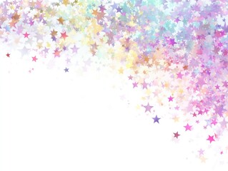 Pastel star confetti shower on white background (1)