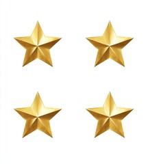 Obraz premium Four golden stars on a white background