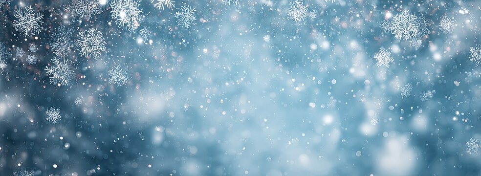 Winter snowfall, soft blue tones