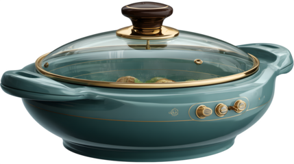 Electric wok with glass lid and variable heat control ? versatile icon for chef tools and cooking themes