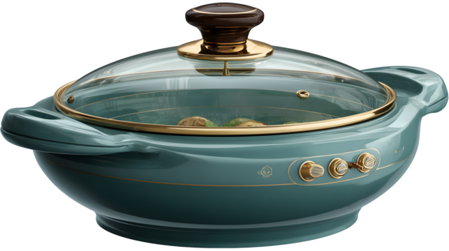 Electric wok with glass lid and variable heat control ? versatile icon for chef tools and cooking themes