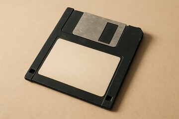 Vintage 3 5 inch floppy disk on a neutral background