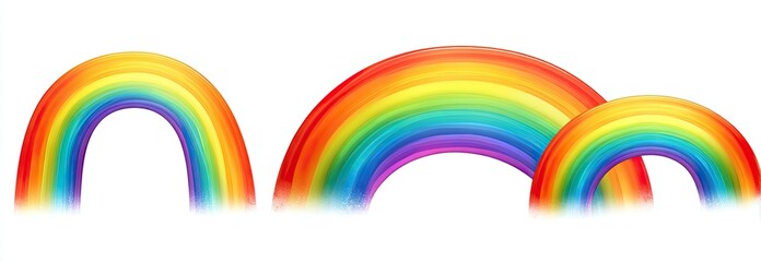 Obraz premium Three colorful rainbows layered against a white background