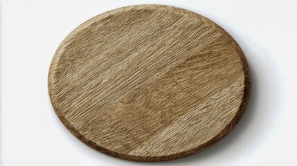 Wooden Round Tray Surface on White Background, Tableware Display for Food Product Presentation
