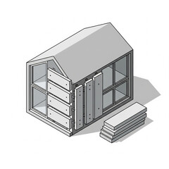 3D architectural design of a modern residential house with a detailed structure and roof