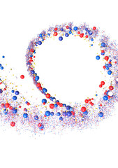Red blue white balls burst swirl design. Stock photo