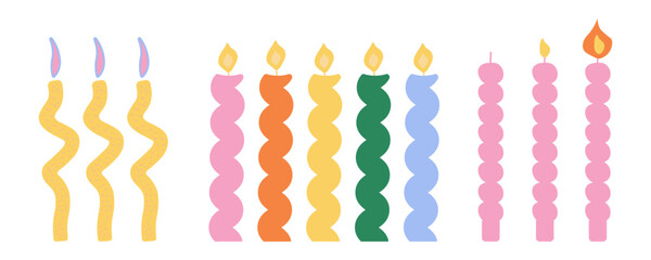 Set of festive candles. Holiday decor