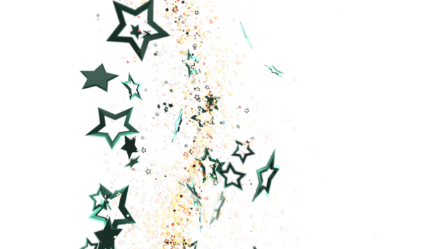 Sparkling teal stars falling on white. Perfect for celebration, joy, and holiday designs.