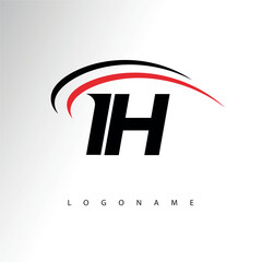 Obraz premium IH Modern Minimalist Letter Monogram Logo - Sleek Stylish Branding & Visual Identity Design
