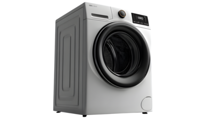 Front-load washer with eco mode display ? perfect for modern kitchen visuals and culinary branding