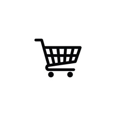 Shopping Cart Icon Illustration, Black Symbol With Transparent Background