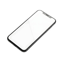 Modern smartphone with blank white screen, isolated on transparent background