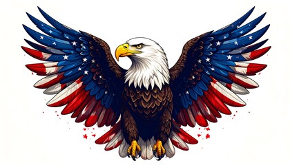 Obraz premium Bald eagle with American flag wings