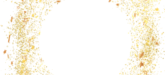 Elegant gold stars and glitter confetti border, perfect for invitations, cards, and banners.