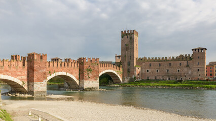 The Castelvecchio Bridge (Ponte di Castelvecchio) or Scaliger Bridge is a fortified bridge in Verona, Italy, crossing the Adige River, part of the Castelvecchio fortress.