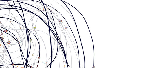 Multi color connected lines and dots network 3d illustration