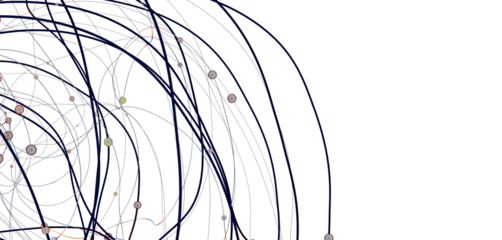 Multi color connected lines and dots network 3d illustration