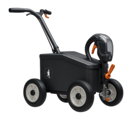 Pneumatic line striping machine with four-wheel stability for soccer goals