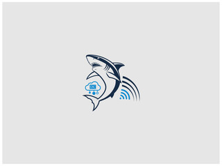 premium shark logo design vector, vector and illustration,