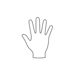 Simple Line Art Illustration: Open Human Hand Palm Up, Minimalist Design, Clean White Background