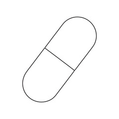 Simple Line Drawing of a Capsule Pill: Medical, Healthcare, Pharmacy Icon