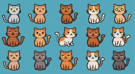 Cute Cats Illustration Set &ndash; Kawaii Kitten Characters
