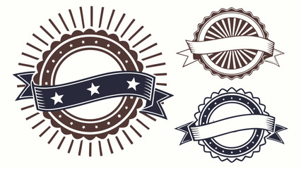 Vintage Award Badge Set:  Retro Ribbon and Star Design