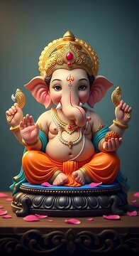 Adorable depiction of lord ganesha a hindu deity of wisdom and prosperity